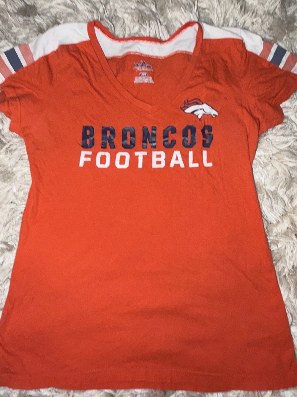 Vintage Majestic Orange Broncos Football Tee womens
